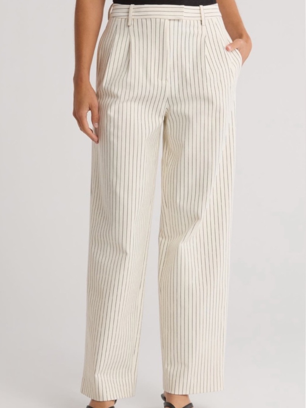 New Rag & Bone Ivory Pinstripe Marianna Pont Straight Leg Pants Size Large
